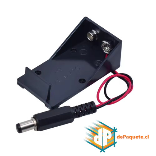 Porta Batería 9V con plug 5.5x2.1mm