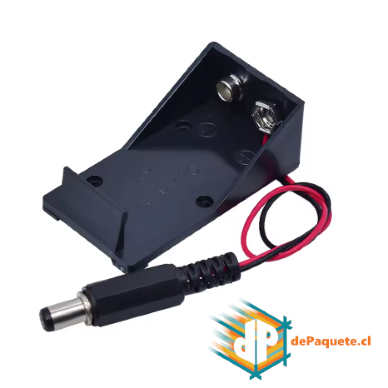 Porta Batería 9V con plug 5.5x2.1mm