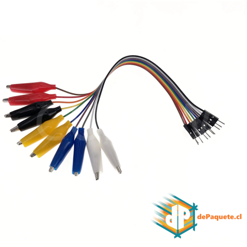 Pack x10 Cable Caimán a dupont macho 30CM