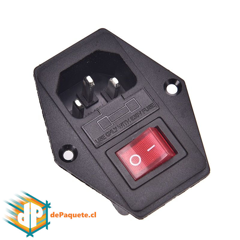 Conector alimentación con socket para fusible