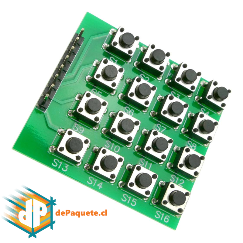 Matriz 16 pulsadores 4x4 teclado rígido 6x6x5mm